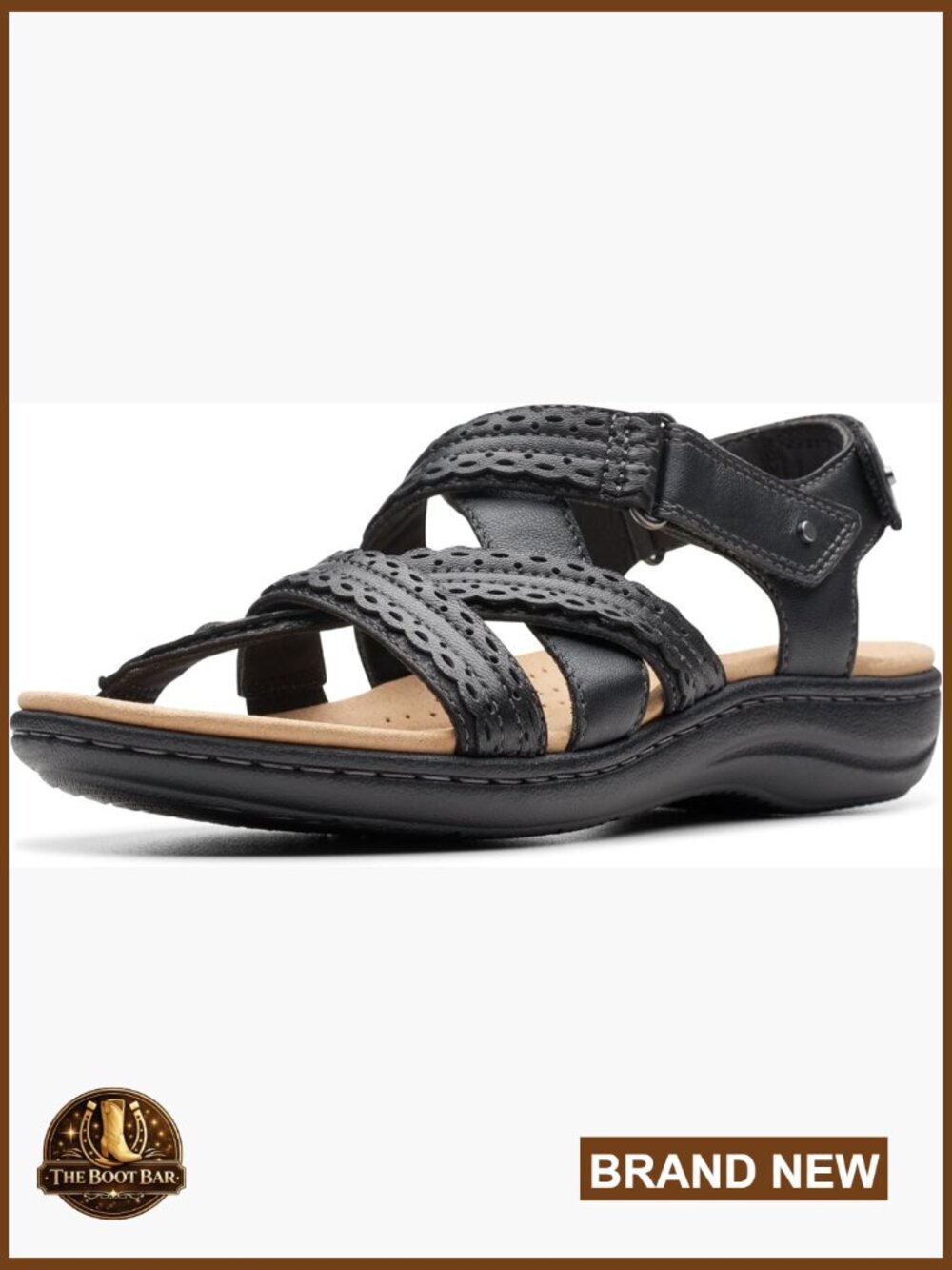 Leather Casual Sandals with Cushioned Insole, Hook & Loop Closure